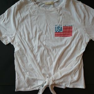 Made in the USA Front Tie Crop Top Tee